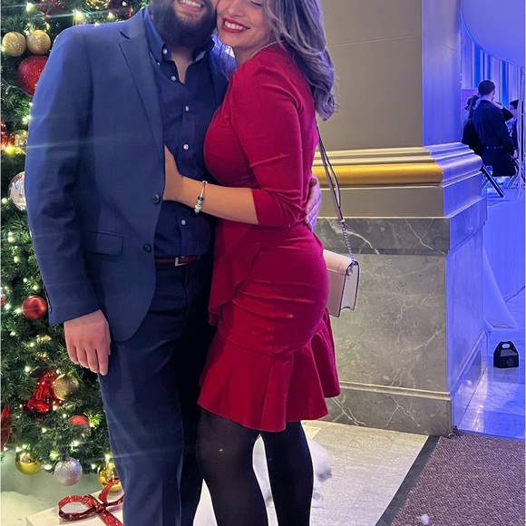 Red mini druffle dress - Picture 2 of 3